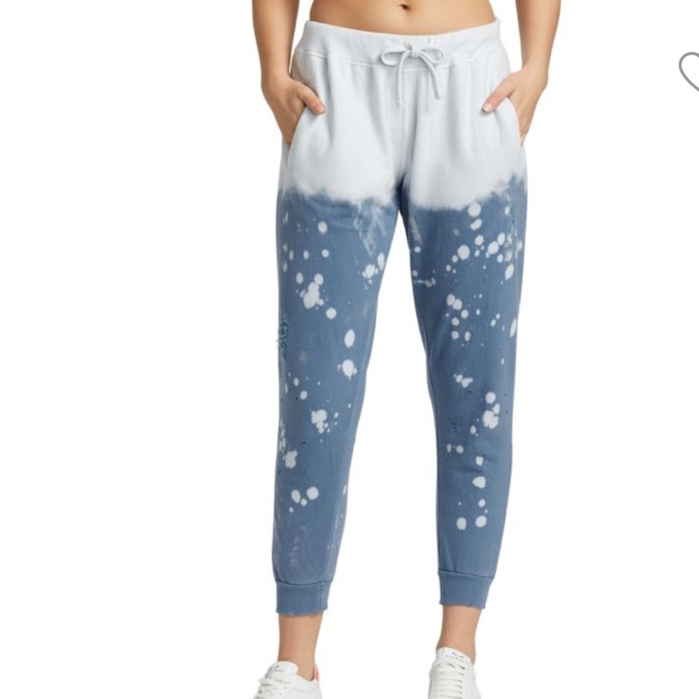 LA DETRESSE Acid Drop Vinca Acid Wash Distressed Sweatpants Blue Small S NWT